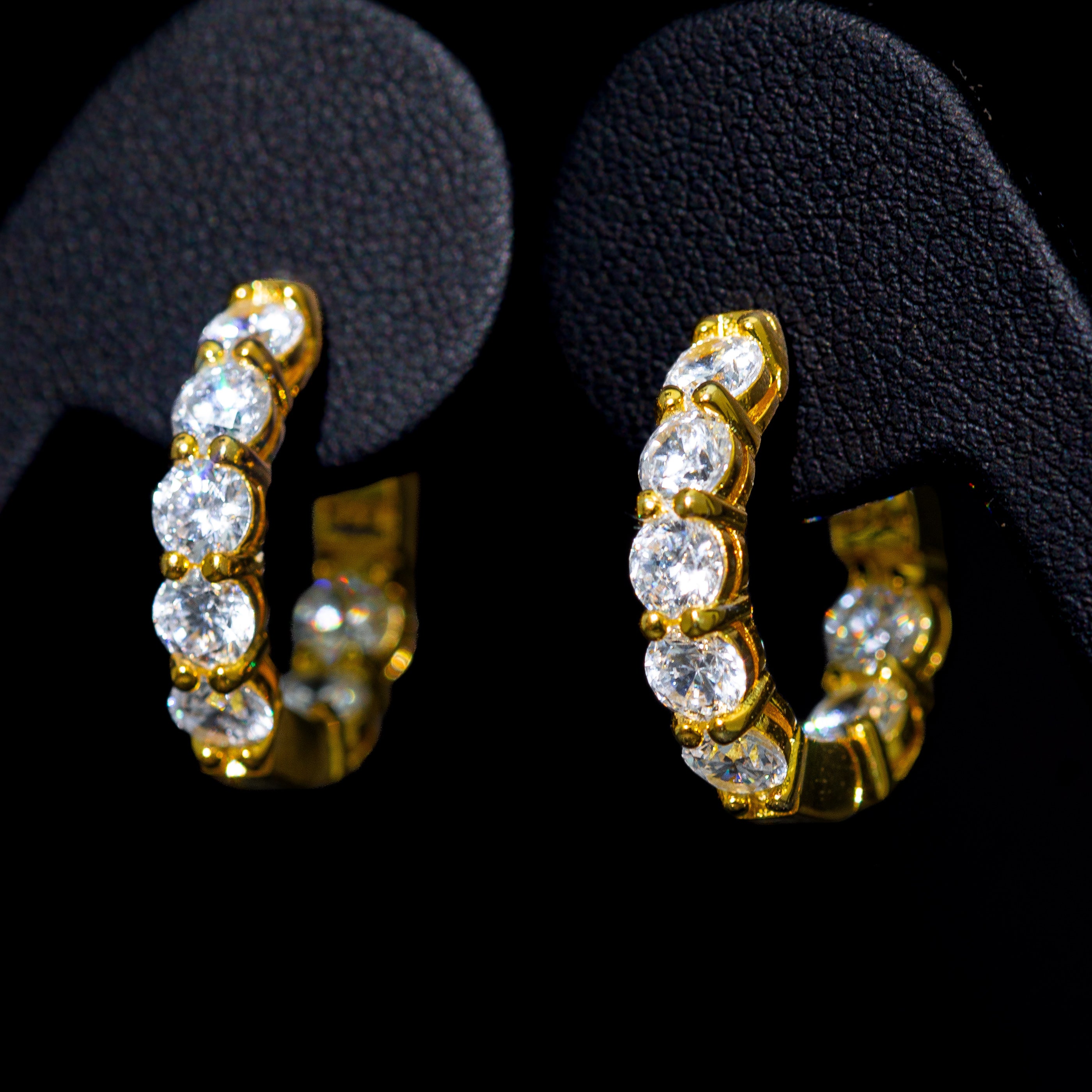 Amelia White Hoop Earrings with Premium Zircon Stones – High Quality 18K Gold Plated in 925 Sterling Silver