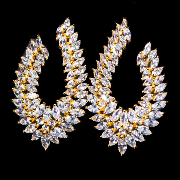Seraphine White Ear Climber Earrings with Premium Zircon Stones – High Quality 18K Gold Plated in 925 Sterling Silver