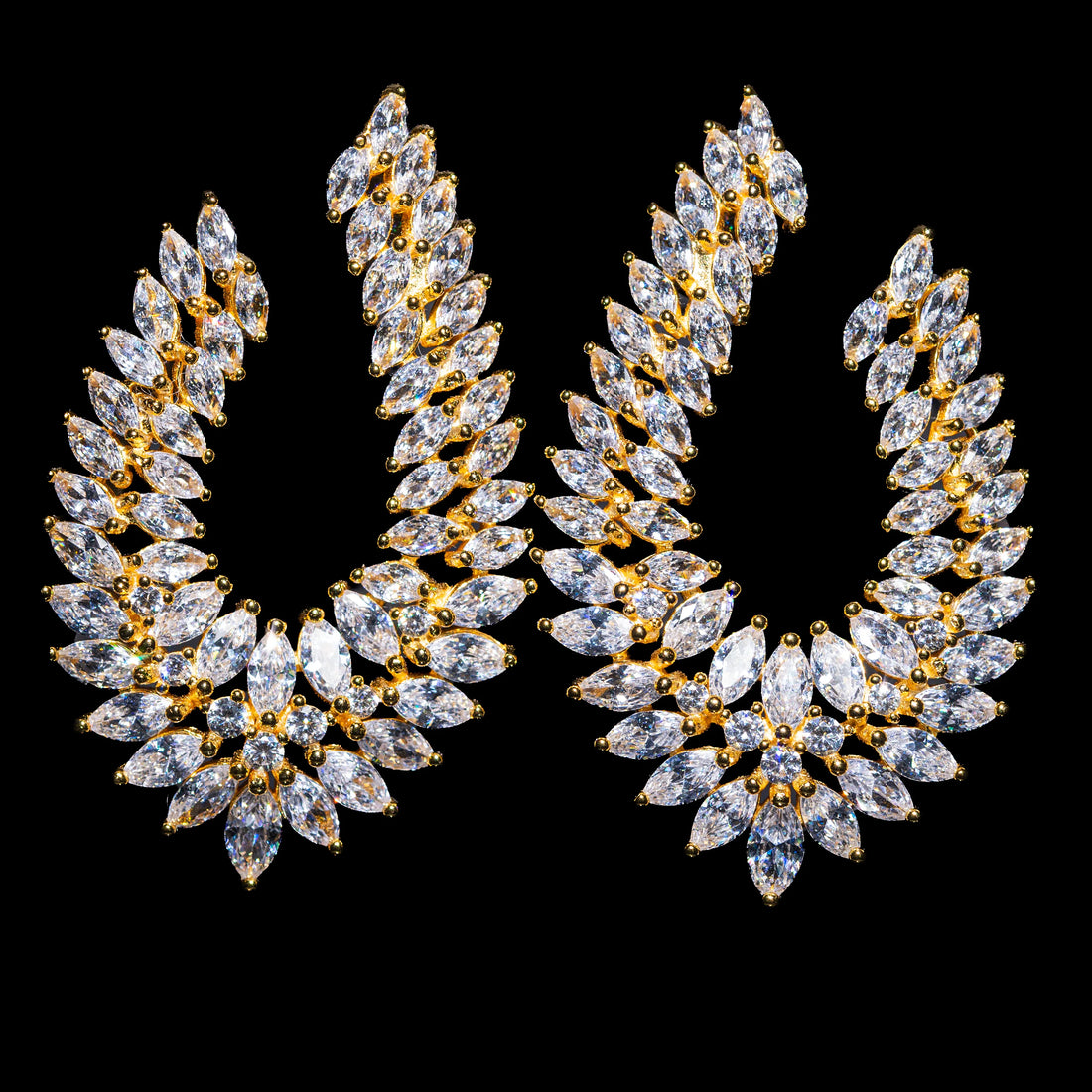 Seraphine White Ear Climber Earrings with Premium Zircon Stones – High Quality 18K Gold Plated in 925 Sterling Silver