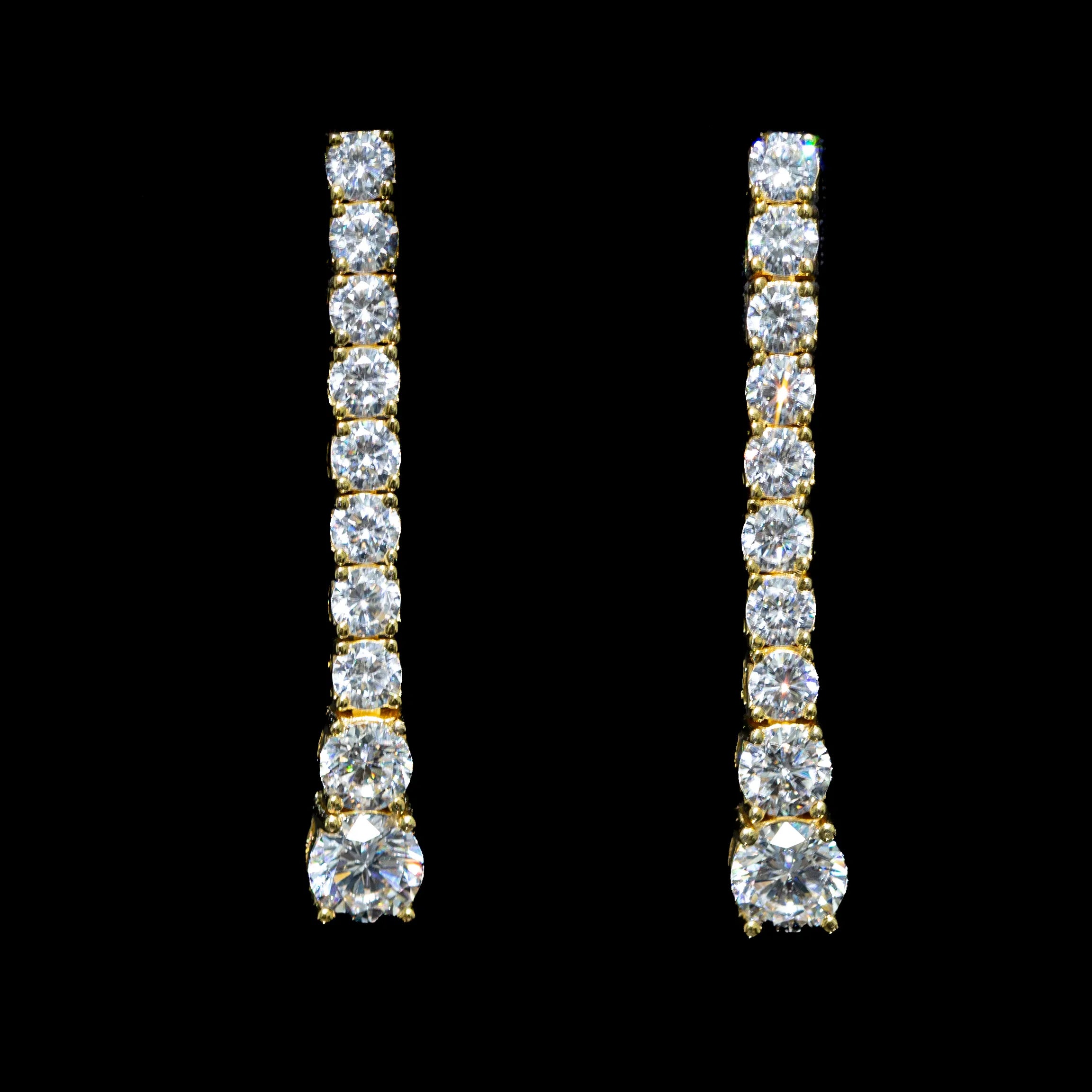 Vivienne White Linear Drop Earrings with Premium Zircon Stones – High Quality 18K Gold Plated in 925 Sterling Silver