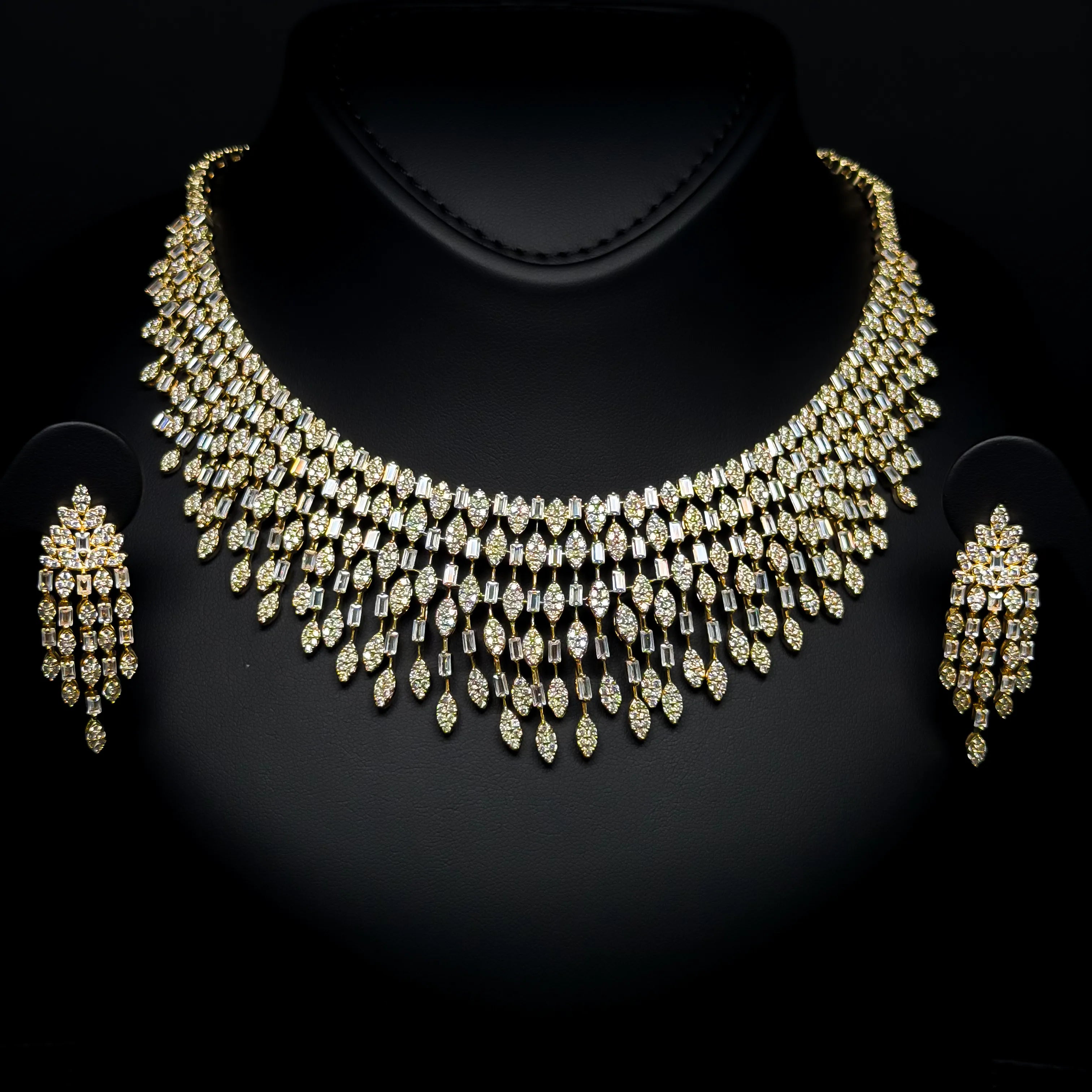 Golden Fringe Premium Quality Zircon Gold Plated Wedding Full Set