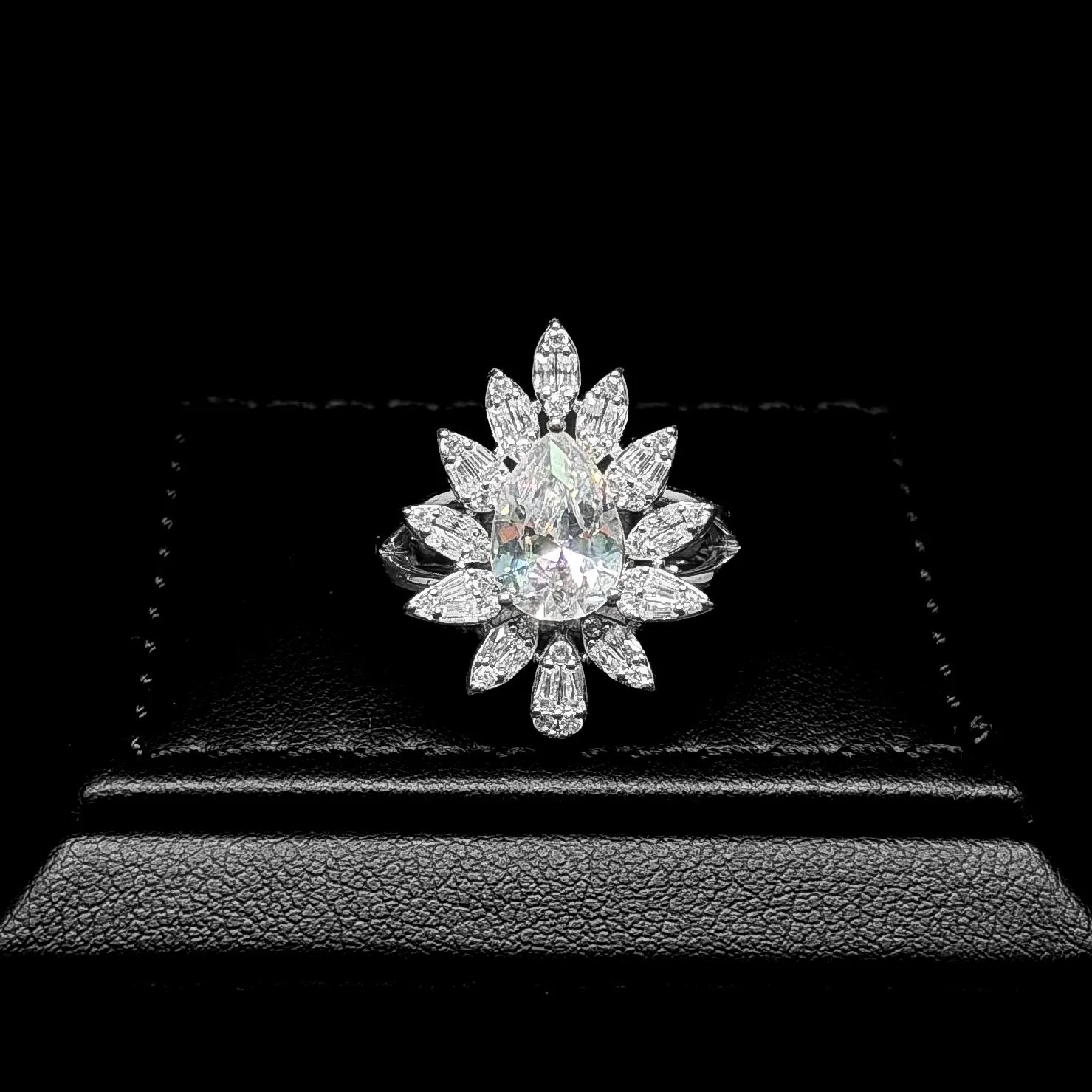 Crown Bloom White Premium Quality Zircon Rhodium Plated Luxury Bridal Full Set