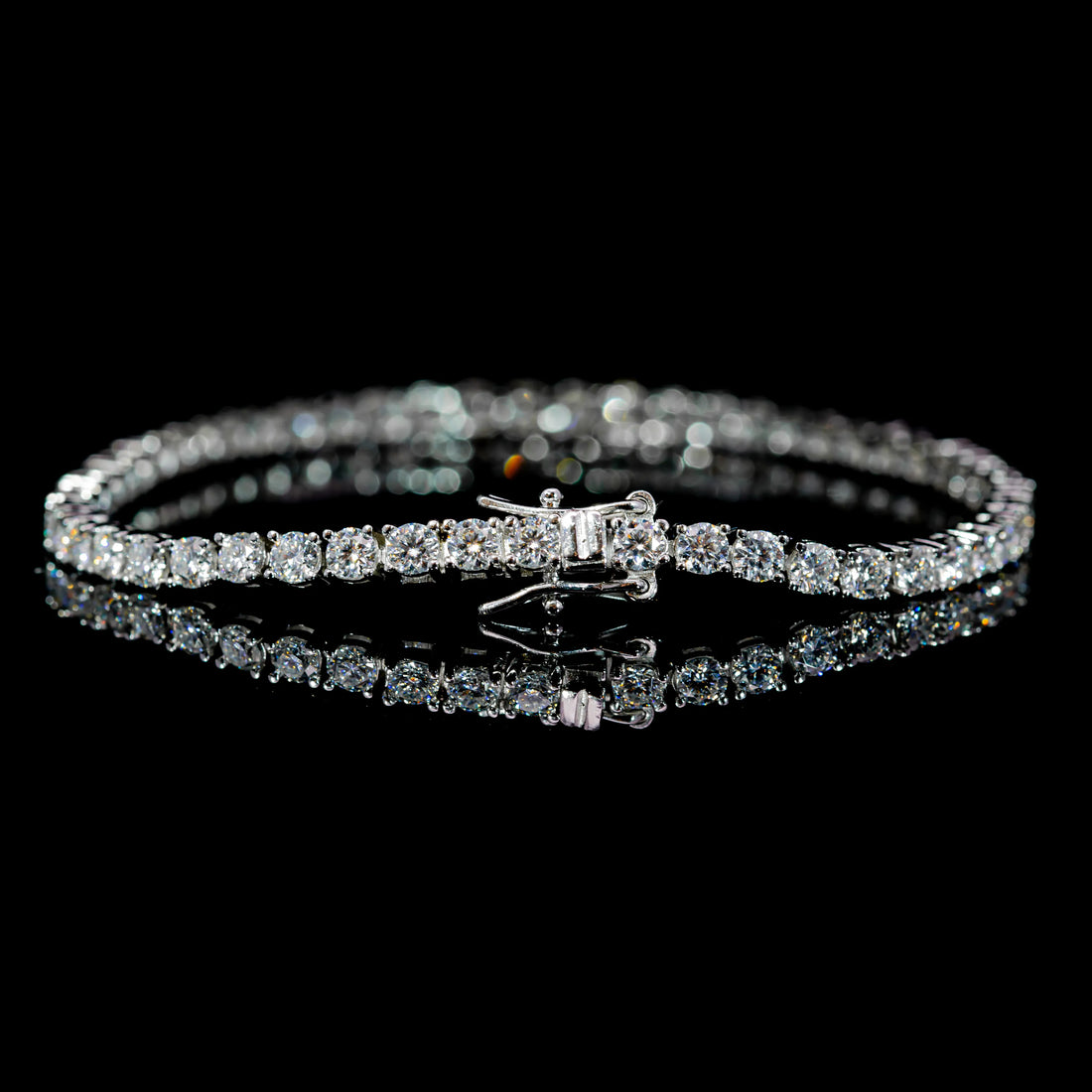 Dolce Mondo Tennis Bracelet 2mm & 3mm GRA Certified Moissanite in 925 Sterling Silver