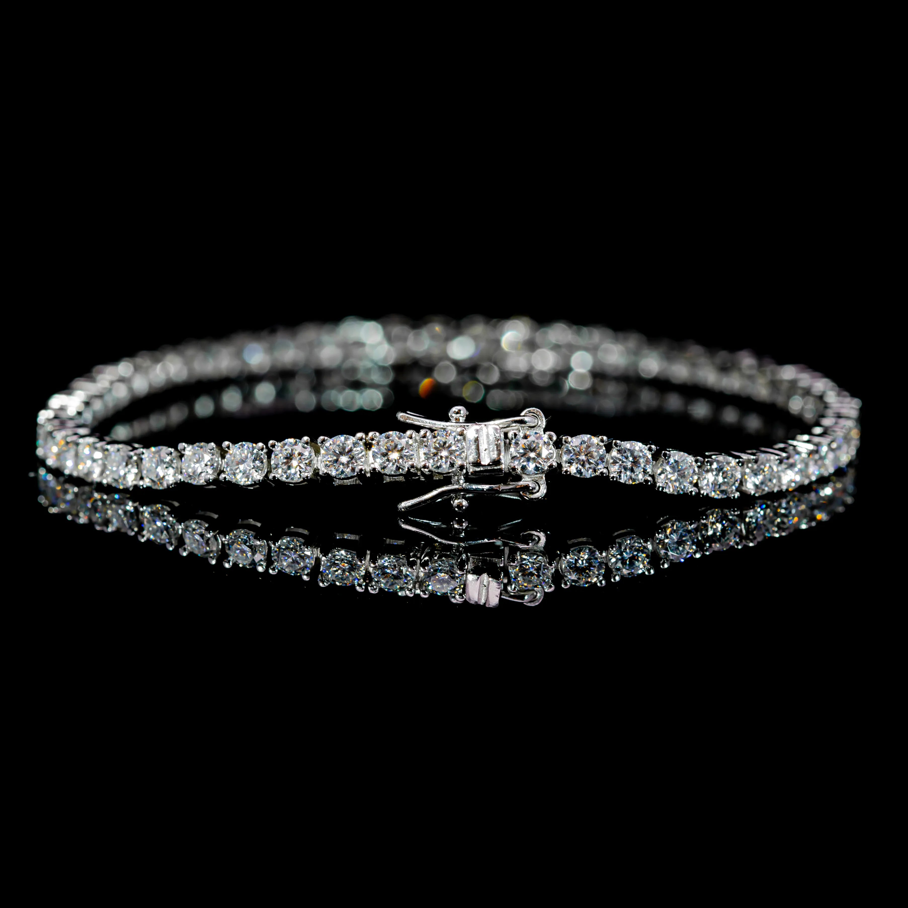 Dolce Mondo Tennis Bracelet 2mm & 3mm GRA Certified Moissanite in 925 Sterling Silver