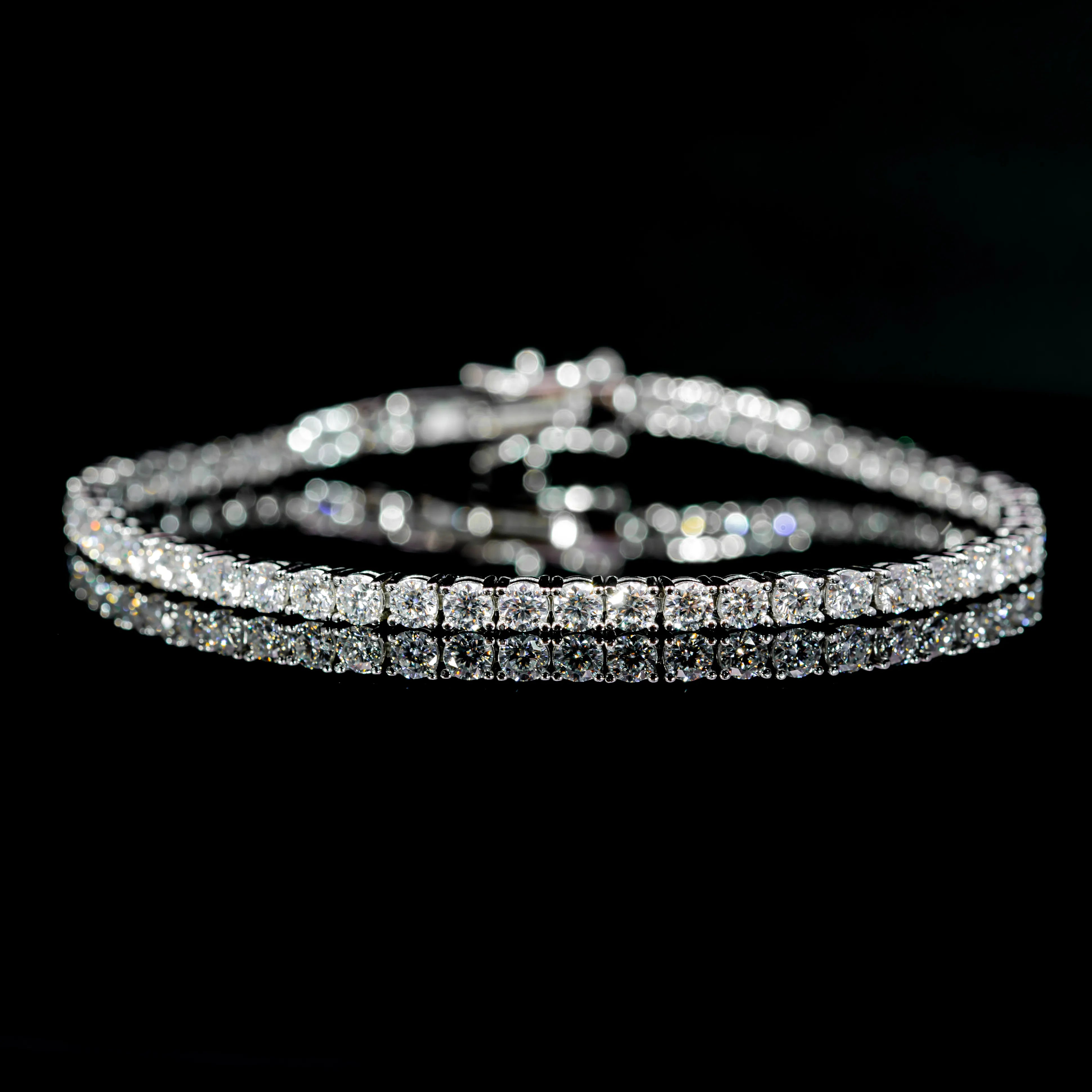 Dolce Mondo Tennis Bracelet 2mm & 3mm GRA Certified Moissanite in 925 Sterling Silver