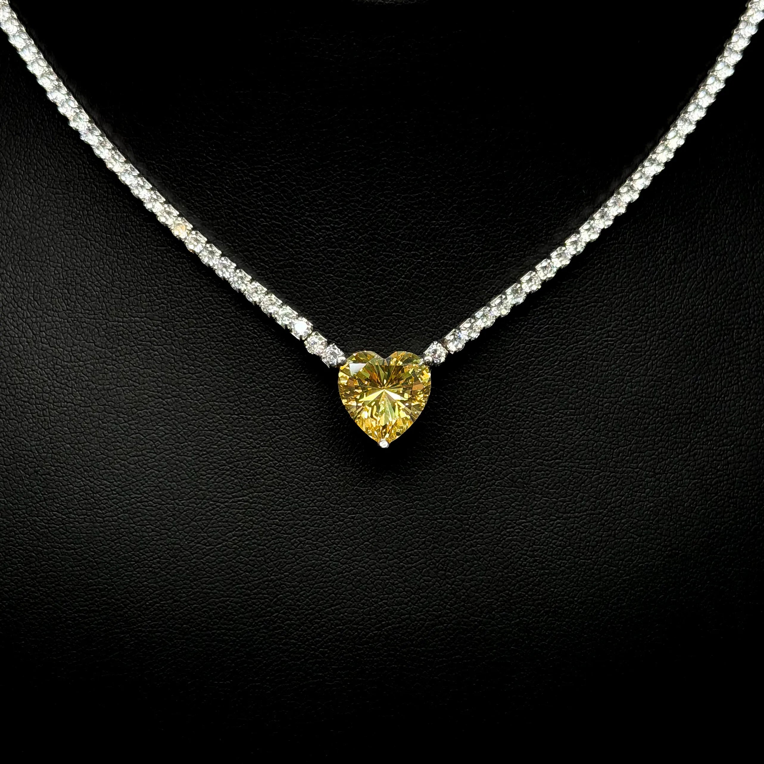 Elena Yellow Heart Necklace in 925 Silver – High Quality Rhodium Plated