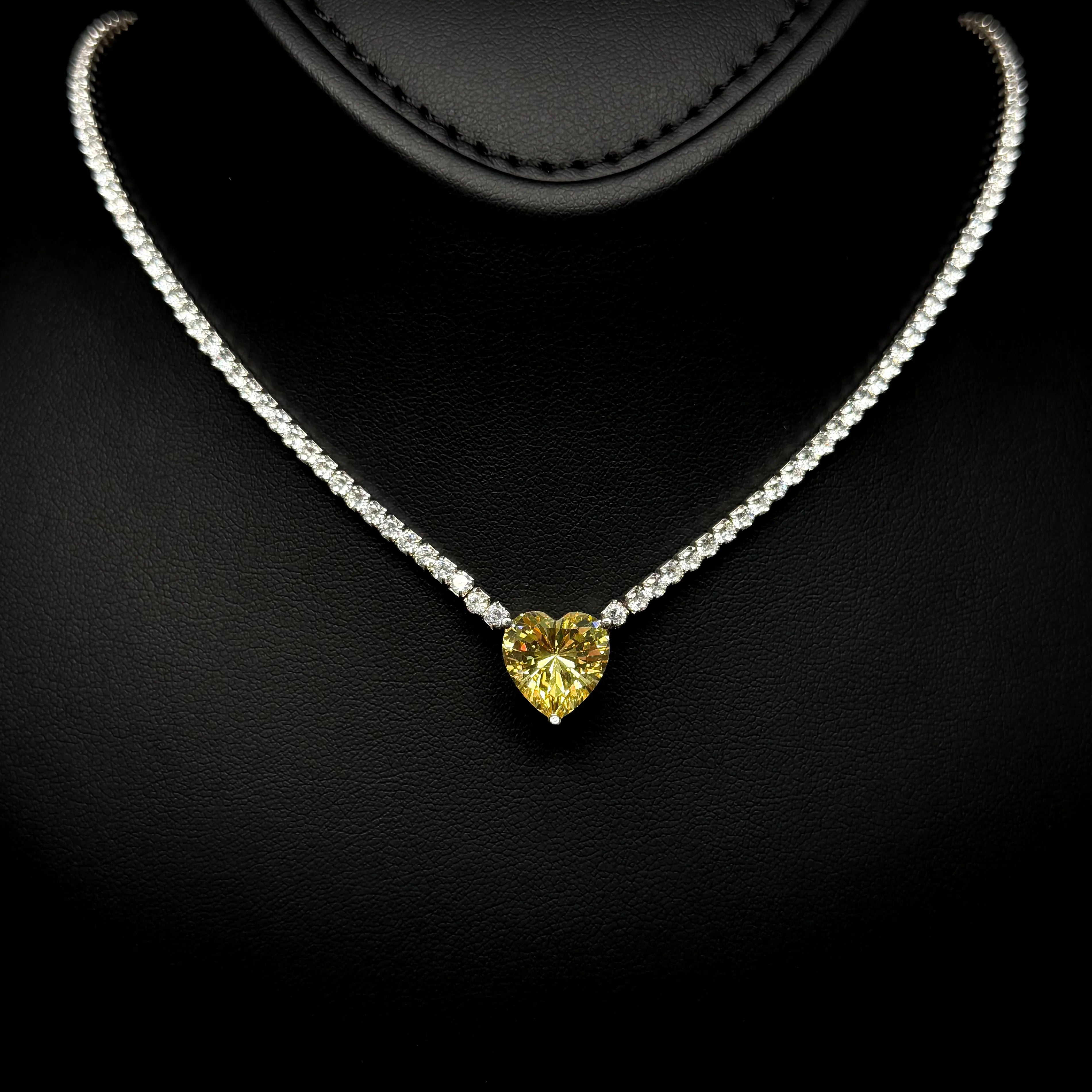 Elena Yellow Heart Necklace in 925 Silver – High Quality Rhodium Plated