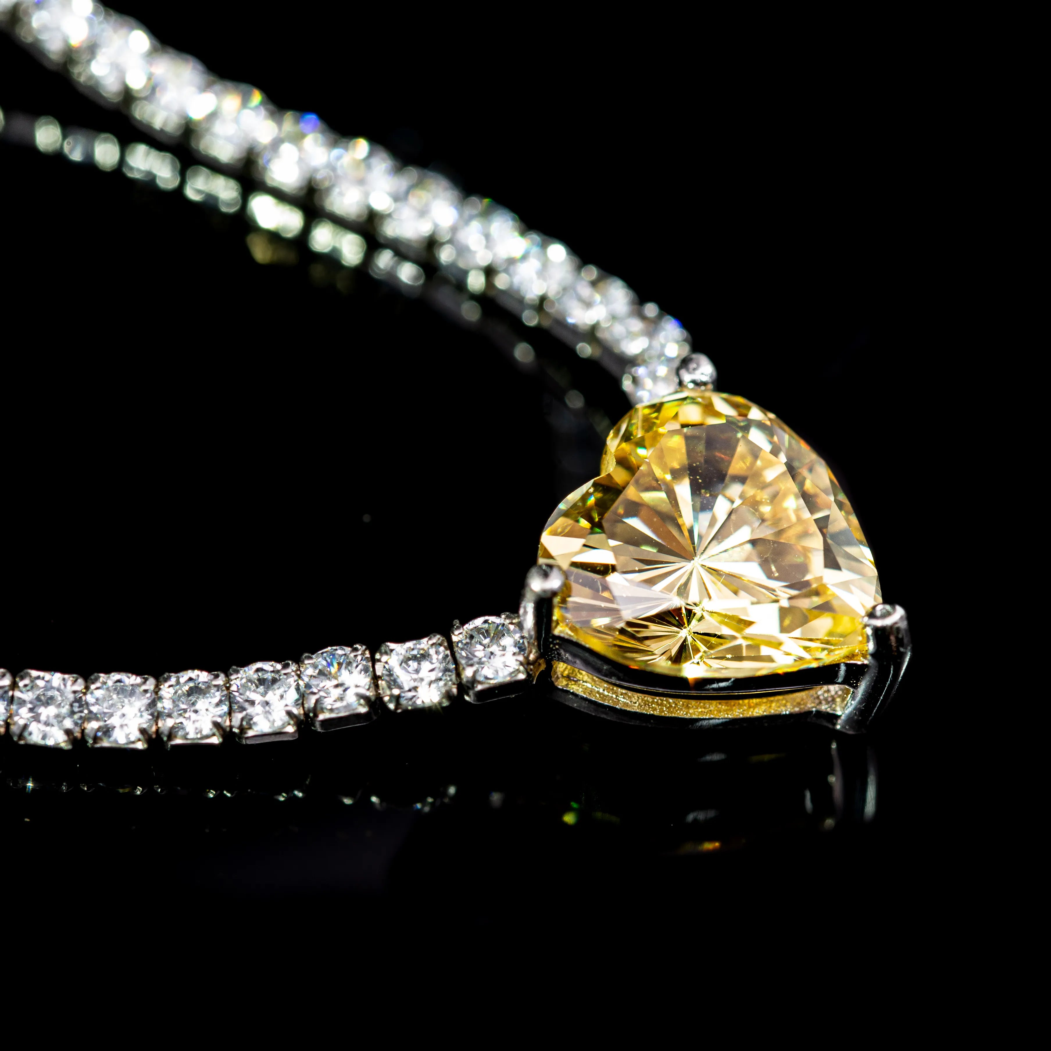 Elena Yellow Heart Necklace in 925 Silver – High Quality Rhodium Plated