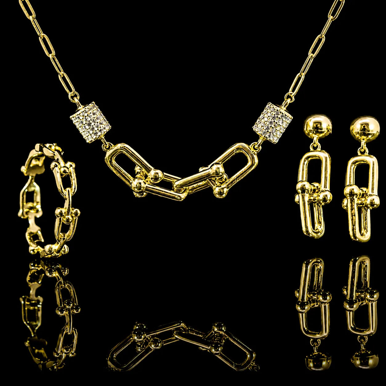 Urban Link Gold Plated 925 Silver Set