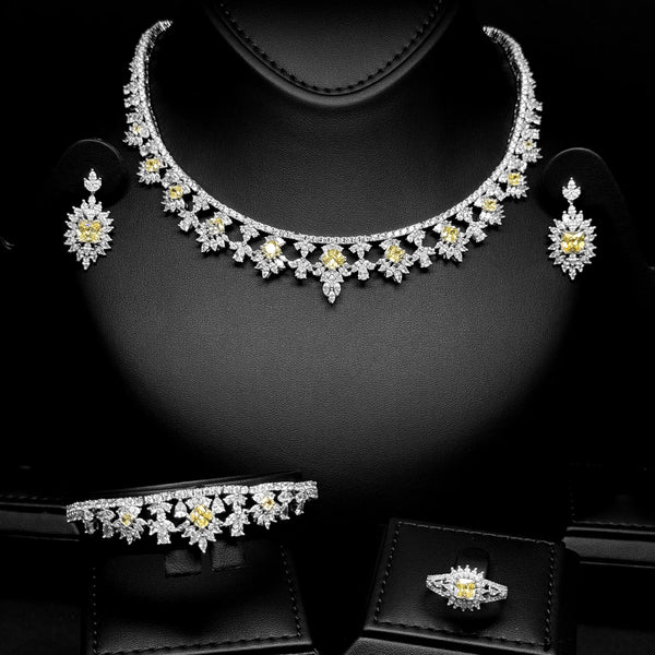 Elysia Glow Yellow & White Luxury Bridal Full Set in 925 Sterling Silver