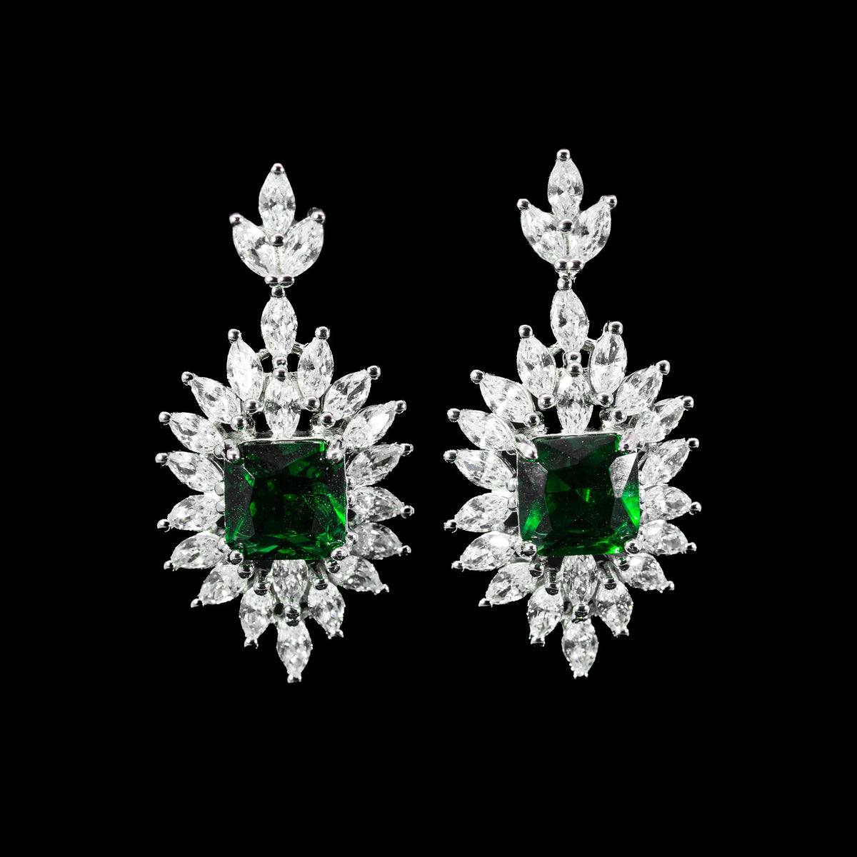 Elysia Glow Green & White Luxury Bridal Full Set in 925 Sterling Silver