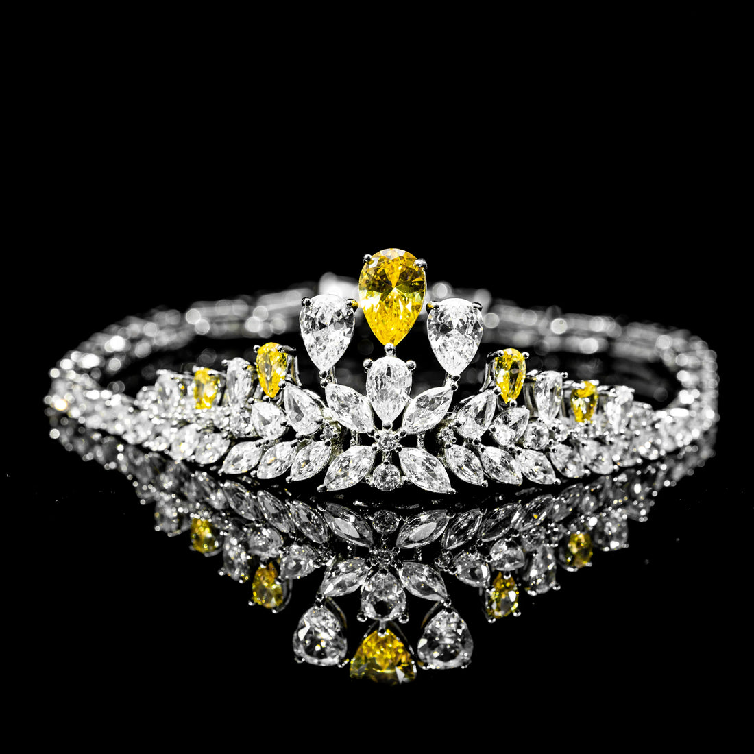 Liora Yellow & White Luxury Bridal Full Set in 925 Sterling Silver