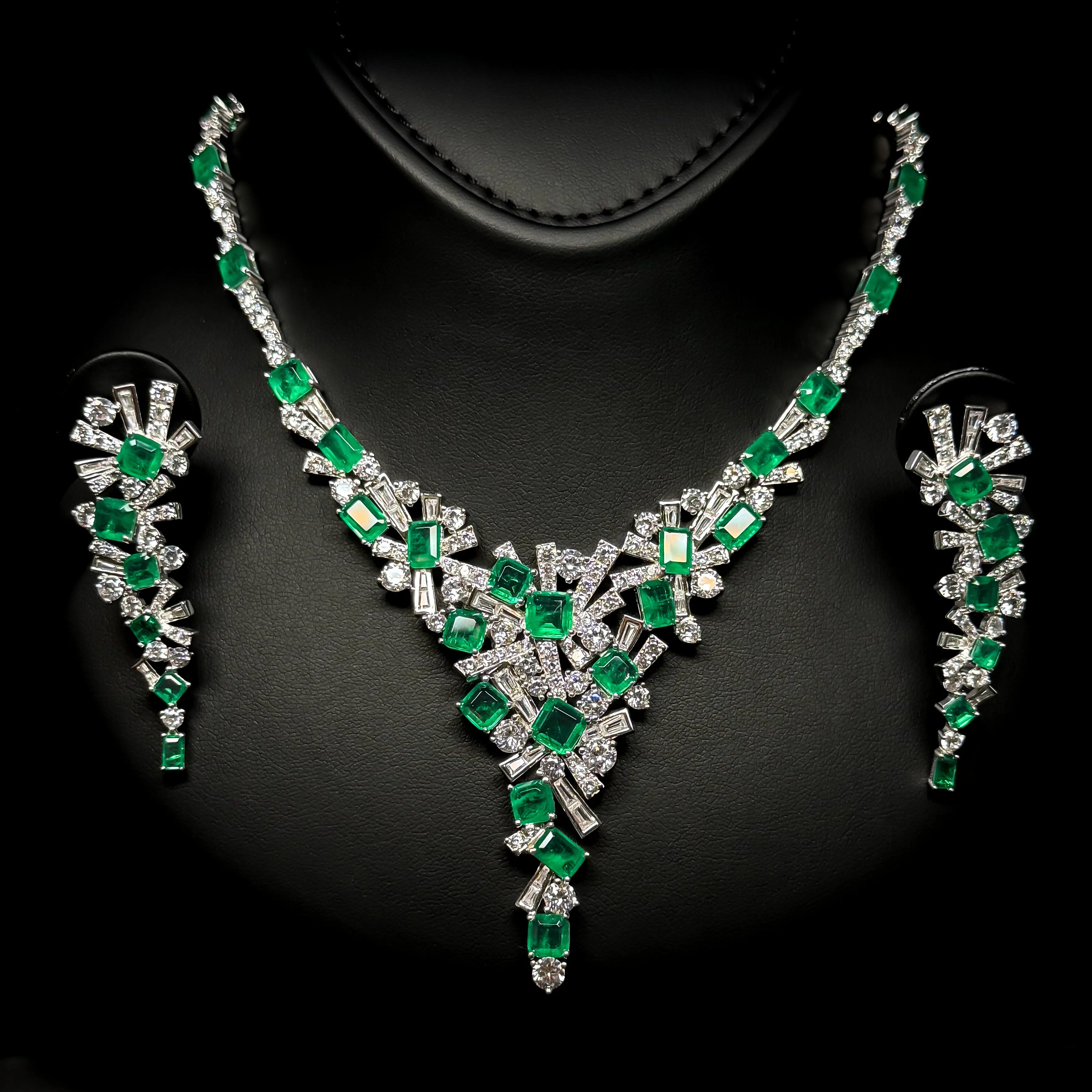 Lunaria Prism Green & White Luxury Set in 925 Sterling Silver