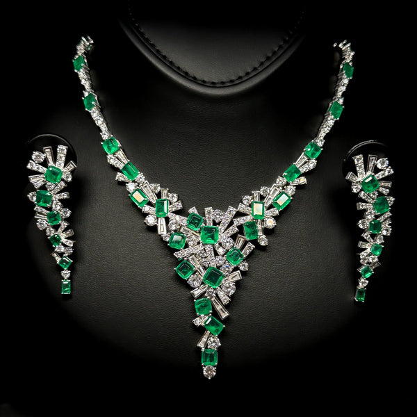 Lunaria Prism Green & White Luxury Set in 925 Sterling Silver