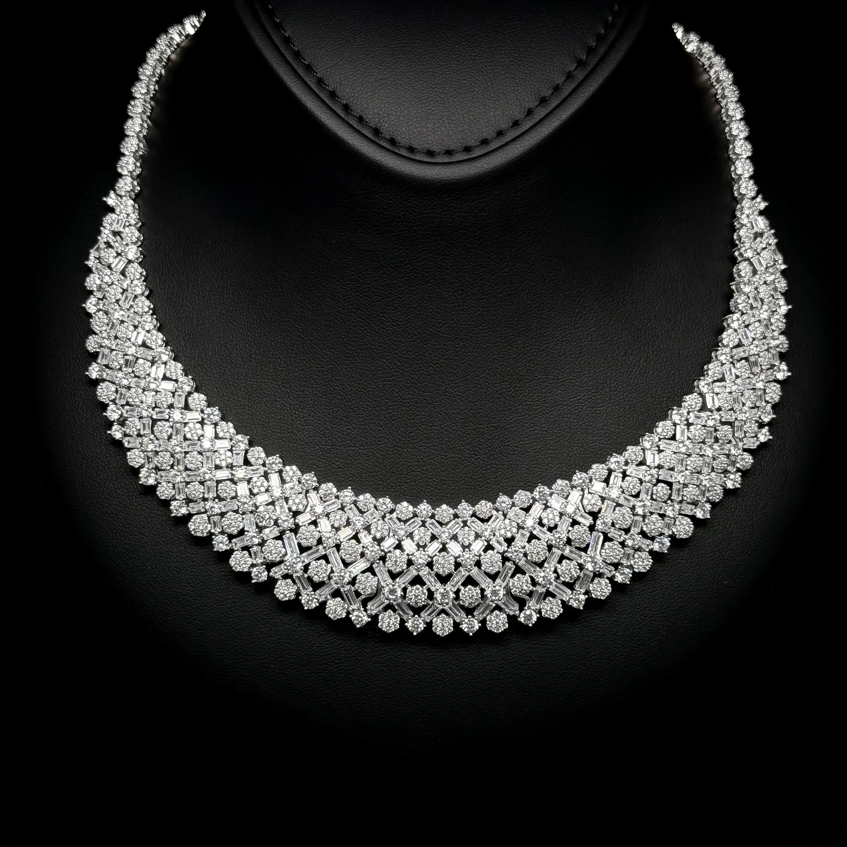 Layali Lattice White Luxury Necklace in 925 Sterling Silver - With Premium Quality Zircon Stone