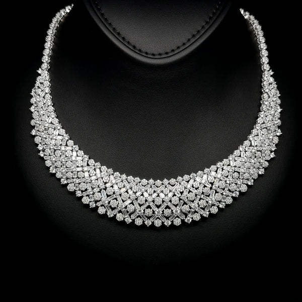 Layali Lattice White Luxury Necklace in 925 Sterling Silver - With Premium Quality Zircon Stone
