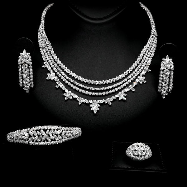 Aurelia Grace White Luxury Bridal Full Set in 925 Sterling Silver