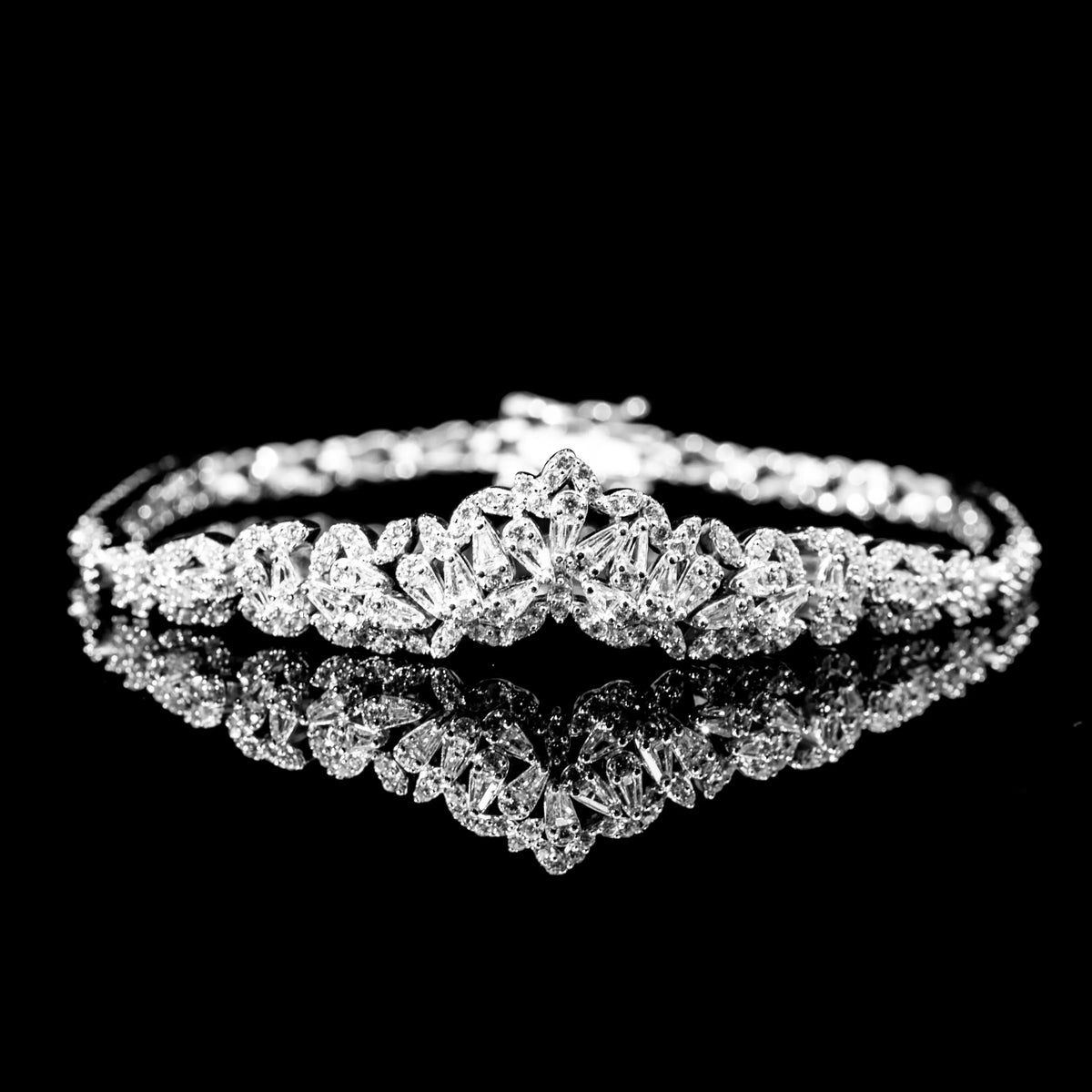 Valeria Plume White Luxury Bridal 3pc Set in 925 Sterling Silver - With Premium Quality Zircon Stone