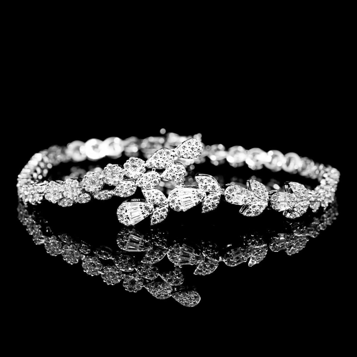 Yasmina Drape White Luxury Bridal Full Set in 925 Sterling Silver - With Premium Quality Zircon Stone