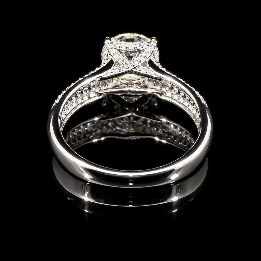 Round Cut Pave Statement GRA Certified Moissanite Ring in Rhodium Plated 925 Sterling Silver – 2.25 Carat