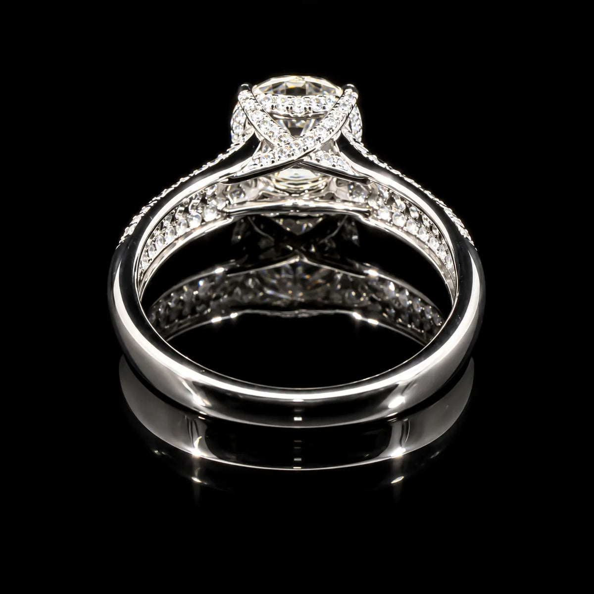Round Cut Pave Statement GRA Certified Moissanite Ring in Rhodium Plated 925 Sterling Silver – 2.25 Carat