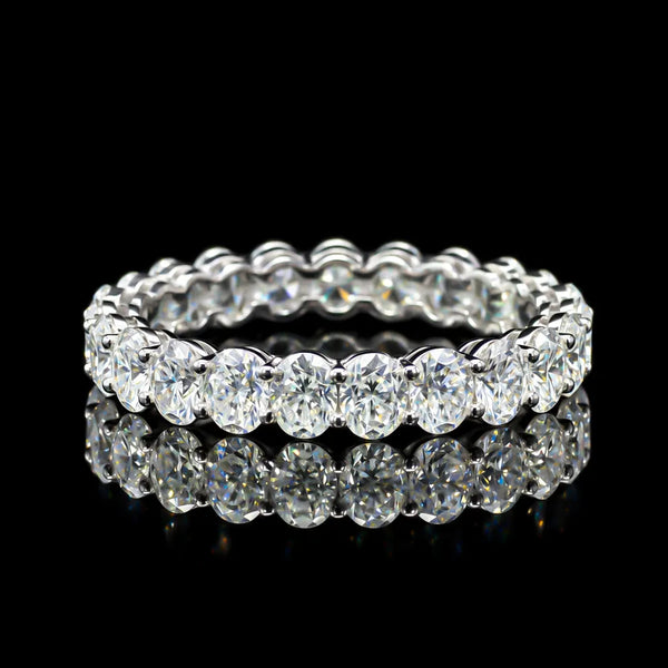 Round Cut Eternity GRA Certified Moissanite Ring in Rhodium Plated 925 Sterling Silver – 3.44 Carat