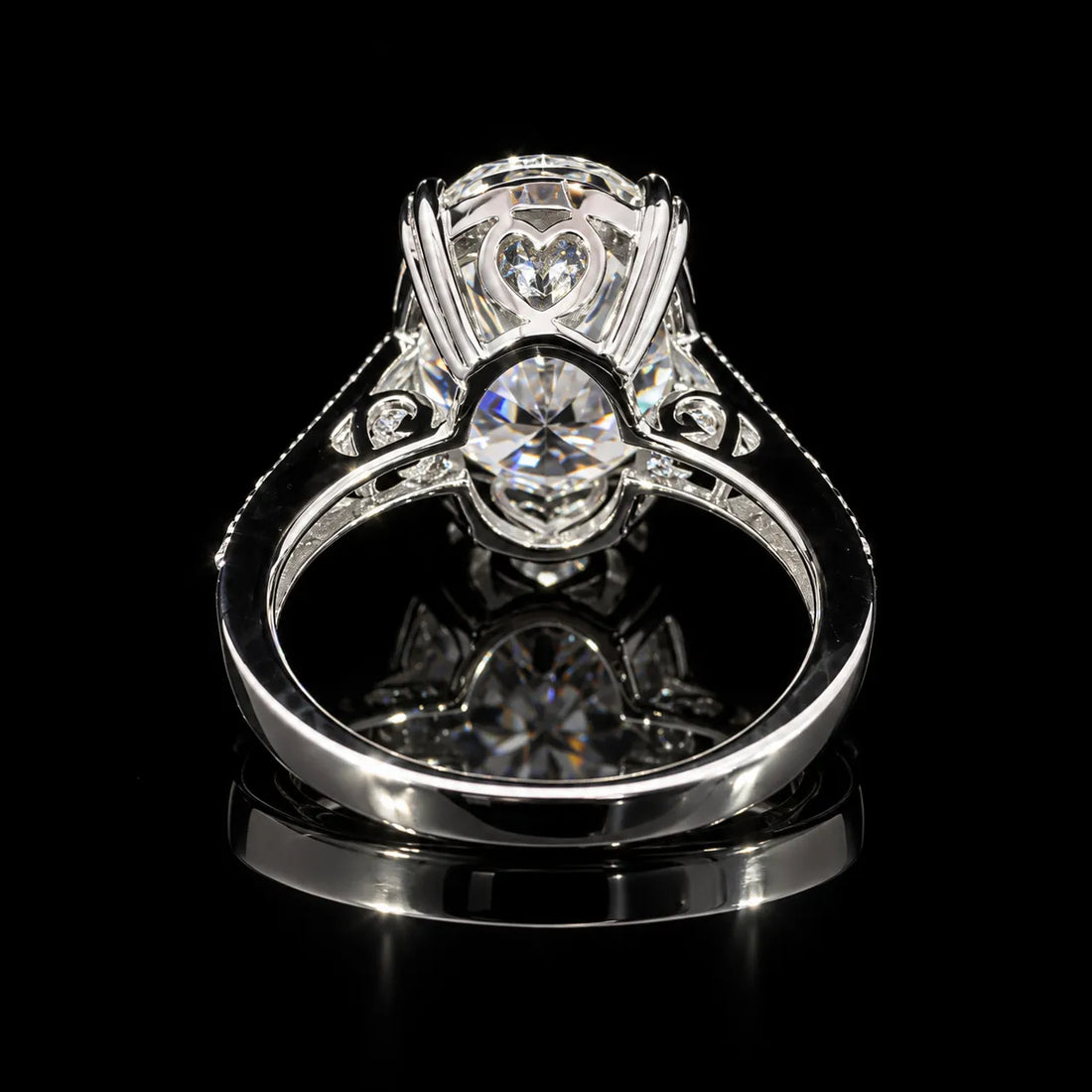 Oval Cut Classic Solitaire GRA Certified Moissanite Engagement Ring in Rhodium Plated 925 Sterling Silver – 6.35 Carat