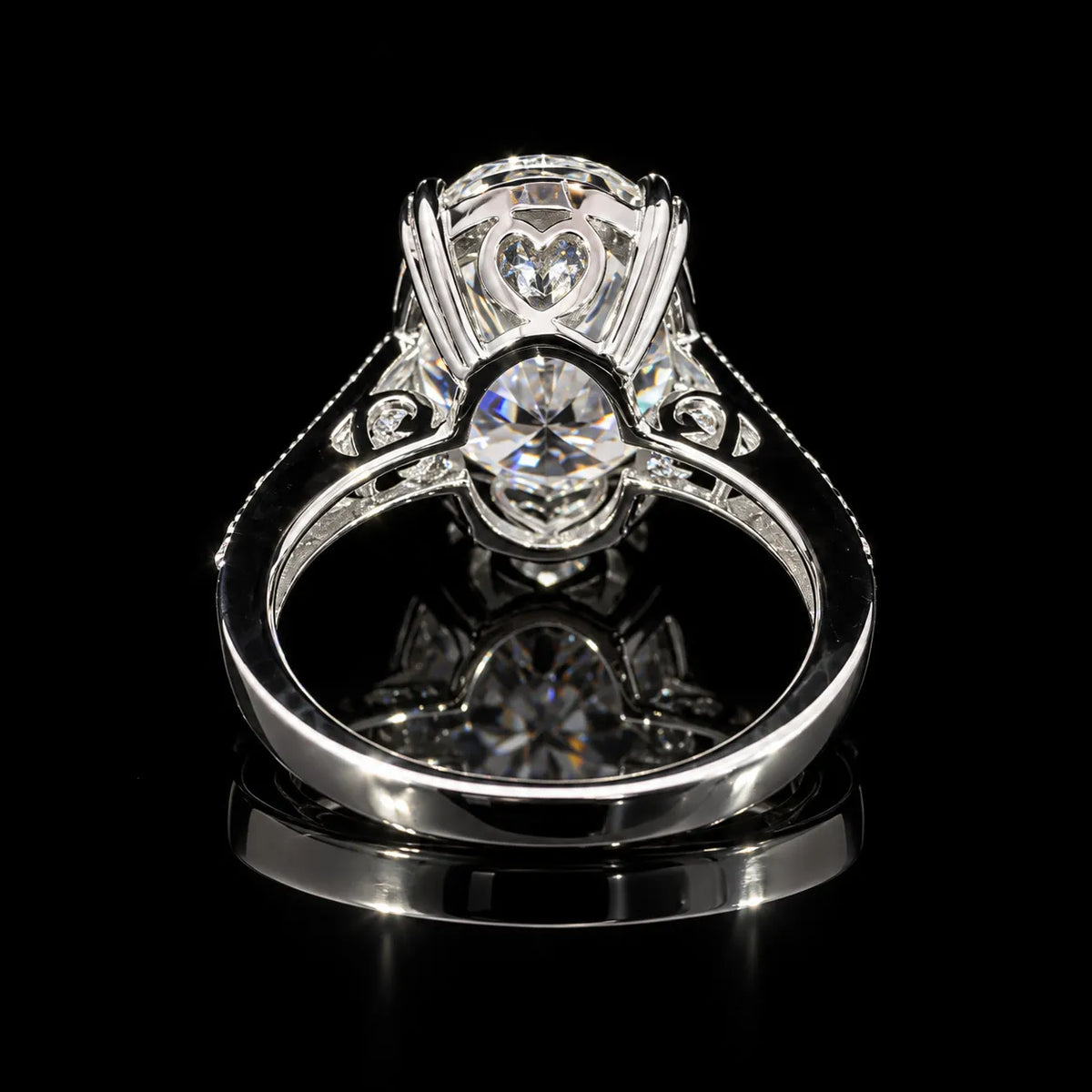 Oval Cut Classic Solitaire GRA Certified Moissanite Engagement Ring in Rhodium Plated 925 Sterling Silver – 6.35 Carat