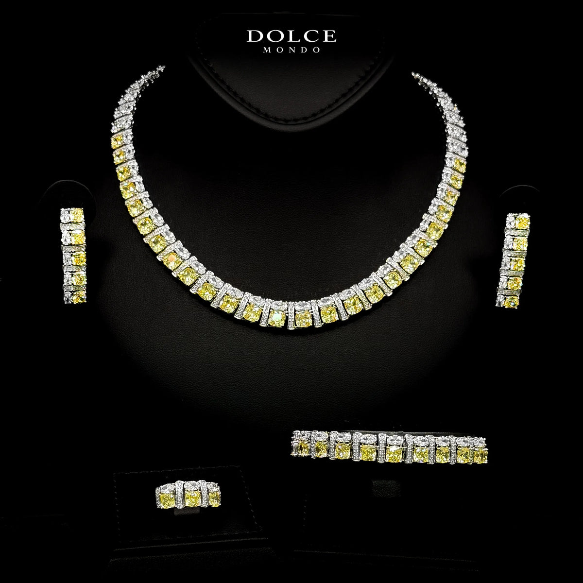 Camilla Regal Yellow Luxury Full Set in High Quality Class Zircon Stone Rhodium Plated