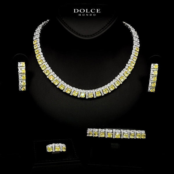 Camilla Regal Yellow Luxury Full Set in High Quality Class Zircon Stone Rhodium Plated