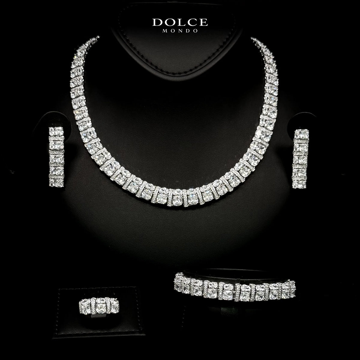 Camilla White Luxury Full Set in High Quality Class Zircon Stone Rhodium Plated