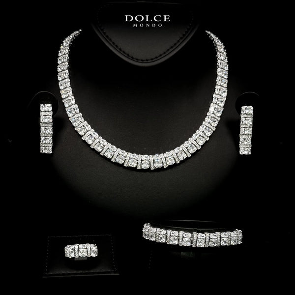 Camilla White Luxury Full Set in High Quality Class Zircon Stone Rhodium Plated