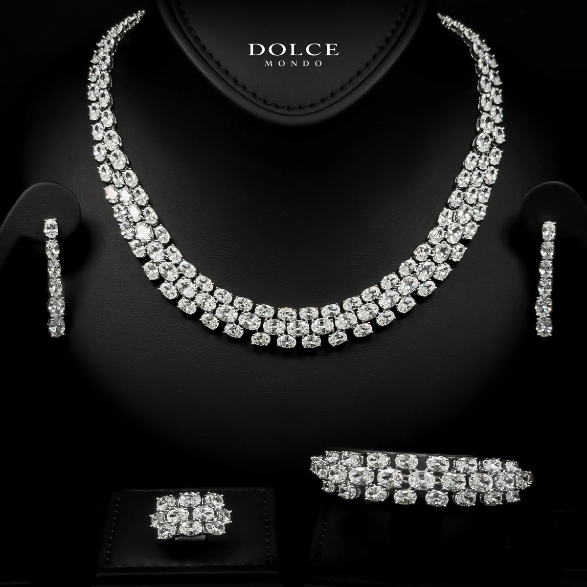 Bianca Royale White Luxury Full Set in High Quality Class Zircon Stone Rhodium Plated