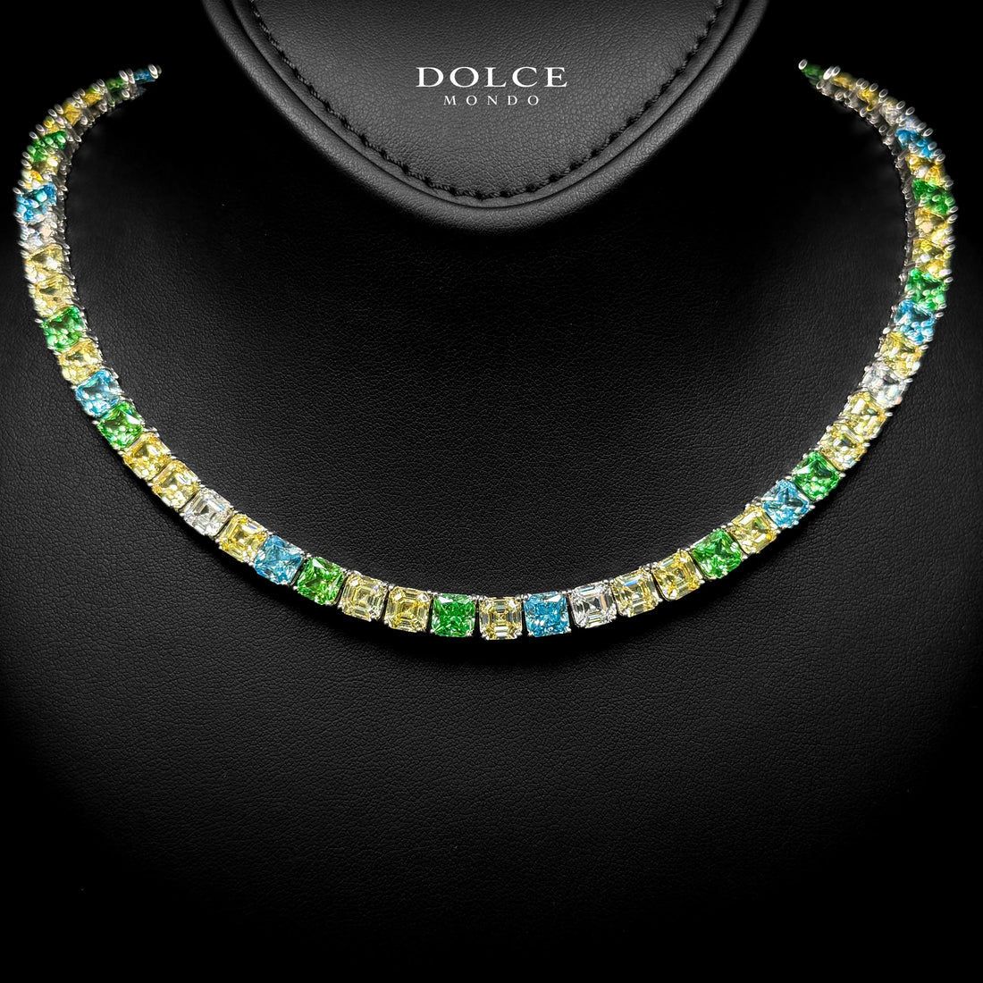 Luciana Tennis Multicolor Luxury Full Set in High Quality Class Zircon Stone Rhodium Plated