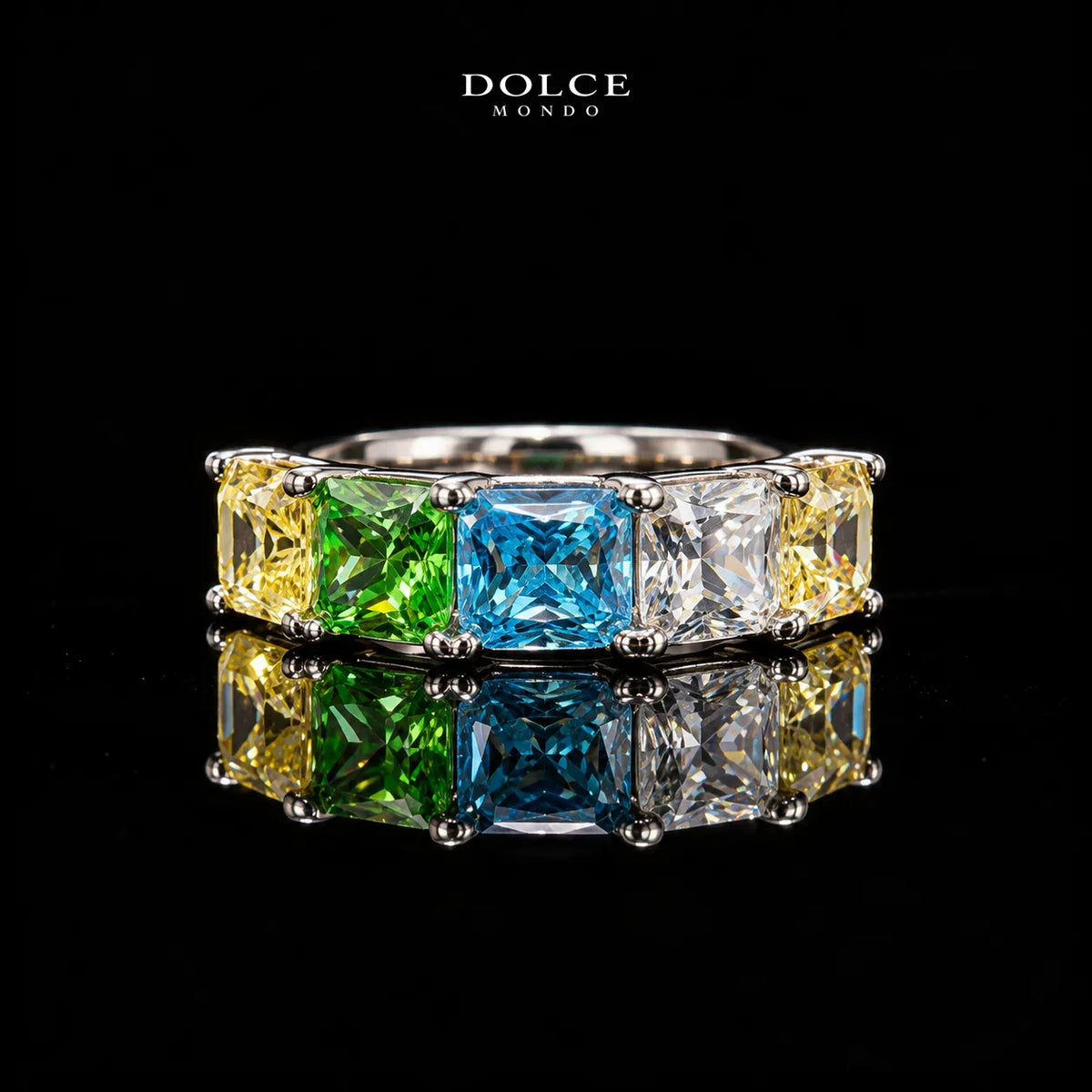 Luciana Tennis Multicolor Luxury Full Set in High Quality Class Zircon Stone Rhodium Plated