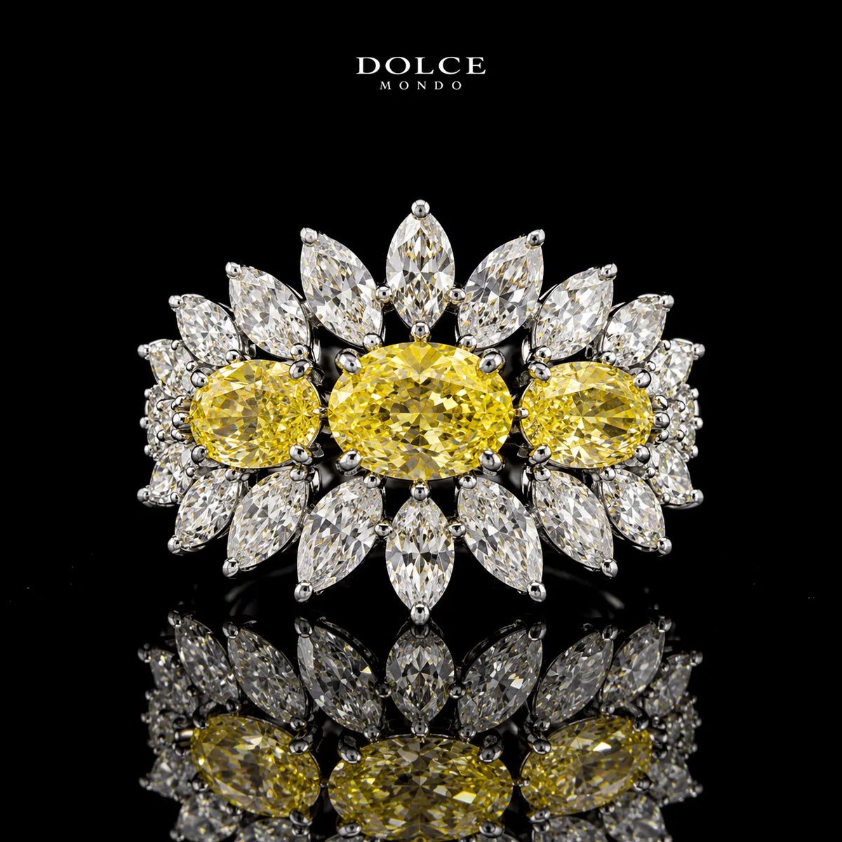 Isabel Yellow Luxury Bridal Full Set in High Quality Class Zircon Stone Rhodium Plated
