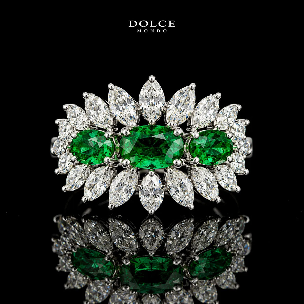 Isabel Green Luxury Bridal Full Set in High Quality Class Zircon Stone Rhodium Plated