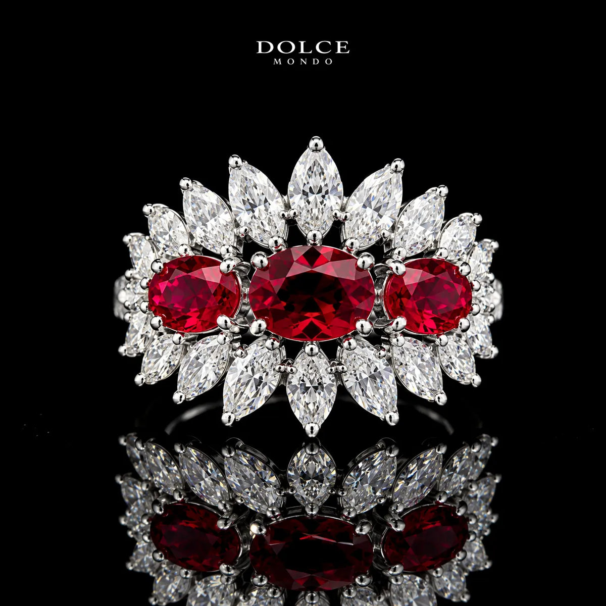 Isabel Red Luxury Bridal Full Set in High Quality Class Zircon Stone Rhodium Plated