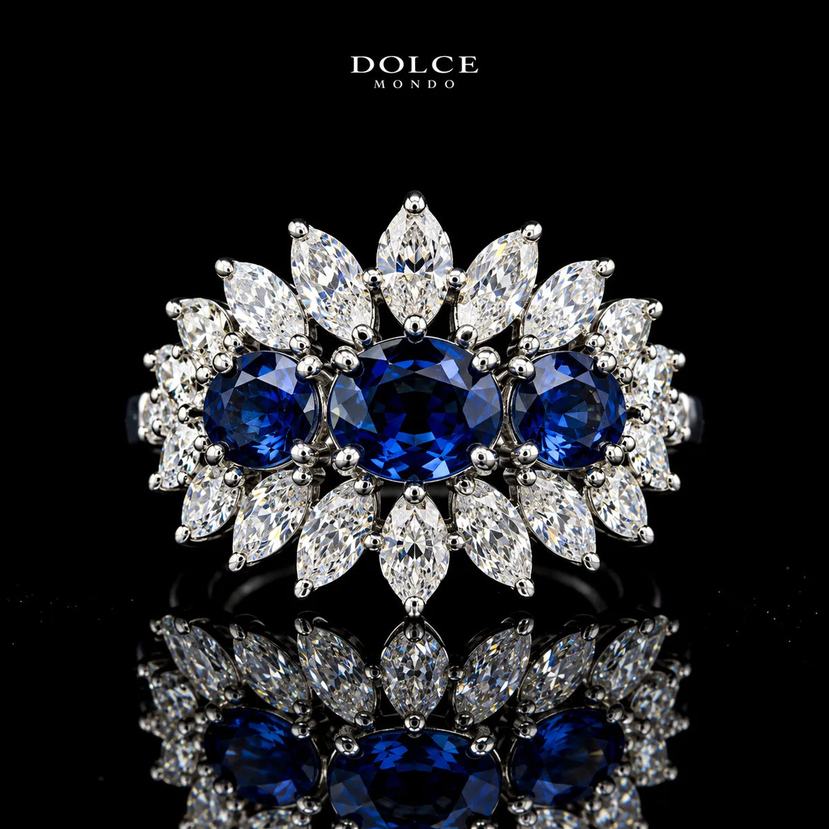 Isabel Blue Luxury Bridal Full Set in High Quality Class Zircon Stone Rhodium Plated