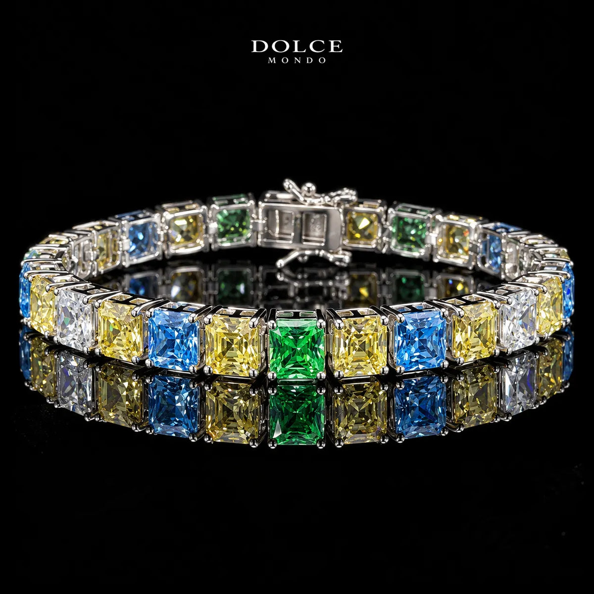 Luciana Tennis Multicolor Luxury Full Set in High Quality Class Zircon Stone Rhodium Plated