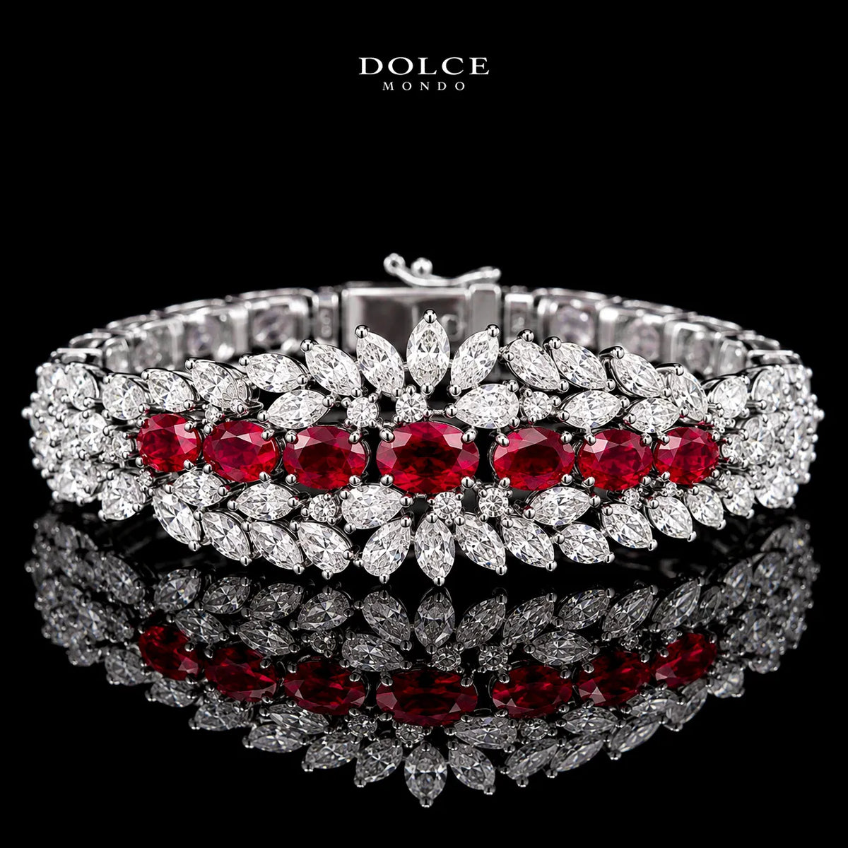Isabel Red Luxury Bridal Full Set in High Quality Class Zircon Stone Rhodium Plated