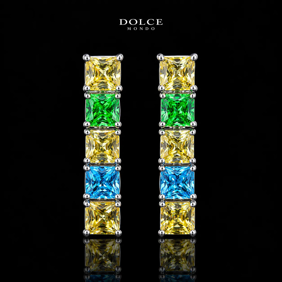 Luciana Tennis Multicolor Luxury Full Set in High Quality Class Zircon Stone Rhodium Plated