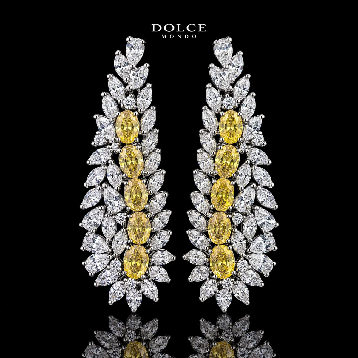 Isabel Yellow Luxury Bridal Full Set in High Quality Class Zircon Stone Rhodium Plated