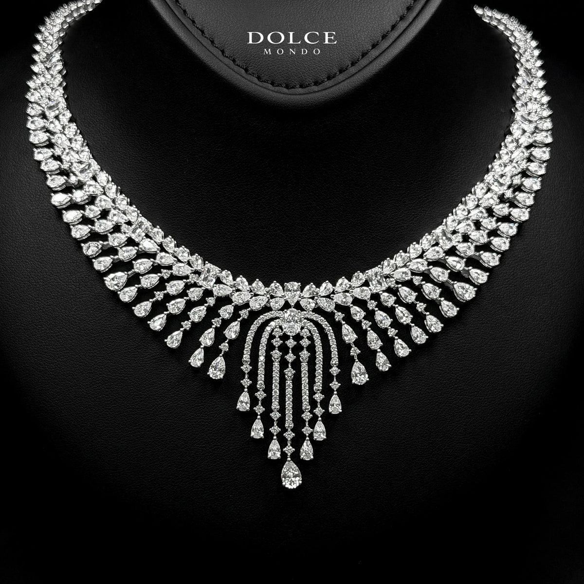 Amelia White Luxury Bridal Full Set in High Quality Class Zircon Stone Rhodium Plated