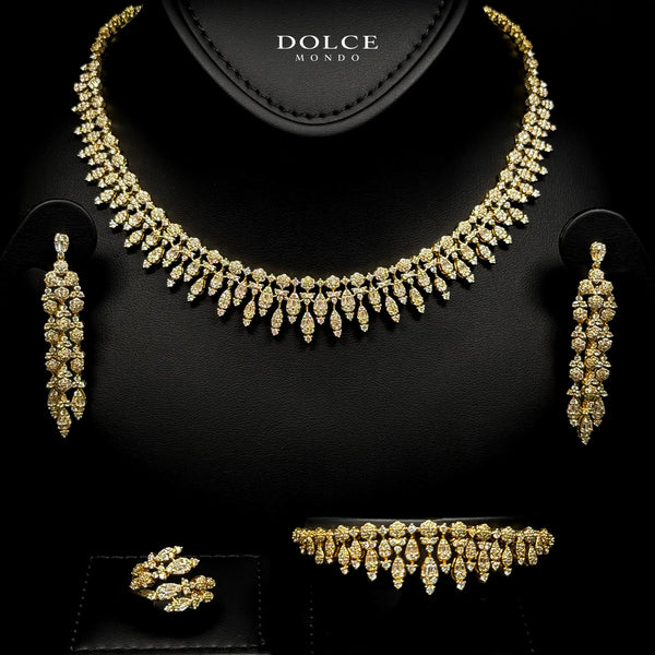 Sofia Crown Golden Luxury Bridal Full Set in High Quality Class Zircon Stone Gold Plated