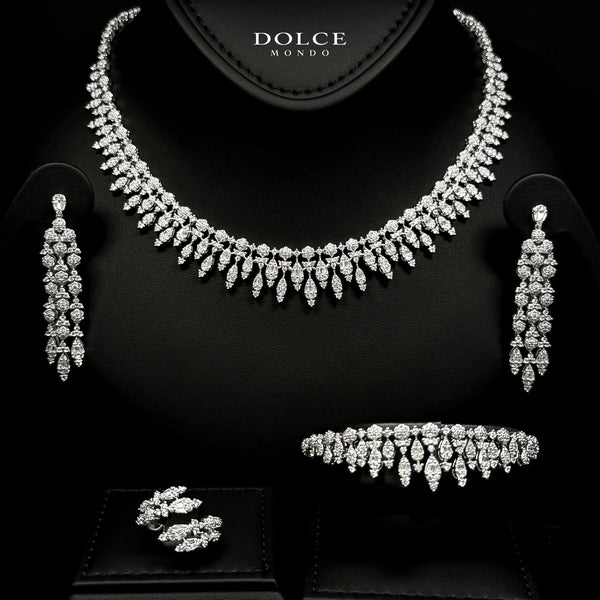 Sofia Crown White Luxury Bridal Full Set in High Quality Class Zircon Stone Rhodium Plated