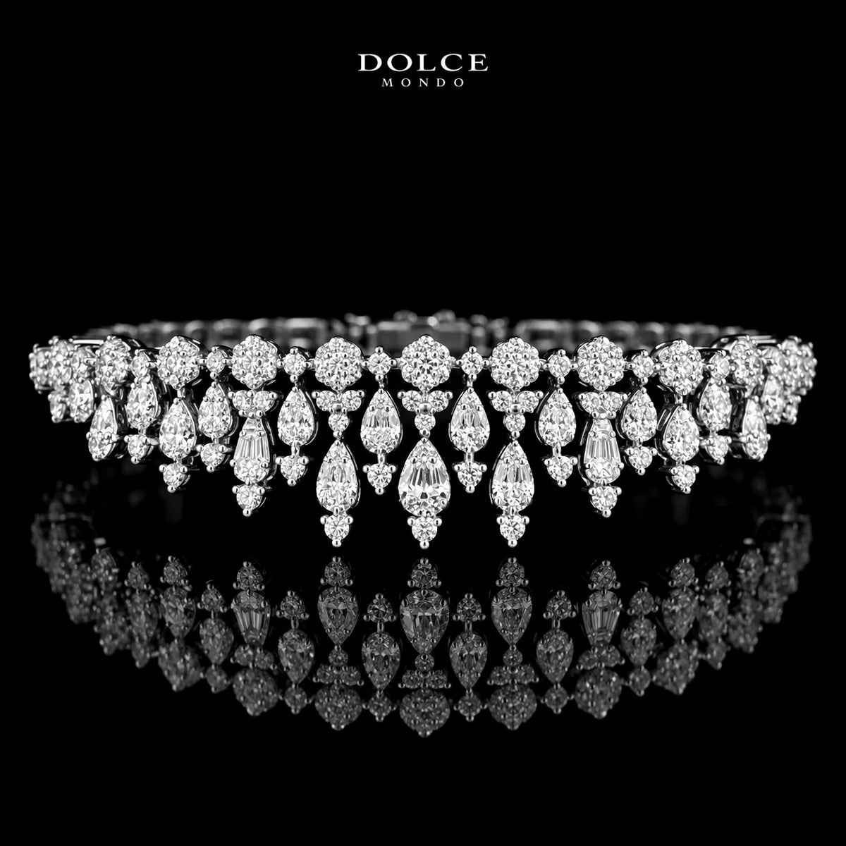 Sofia Crown White Luxury Bridal Full Set in High Quality Class Zircon Stone Rhodium Plated