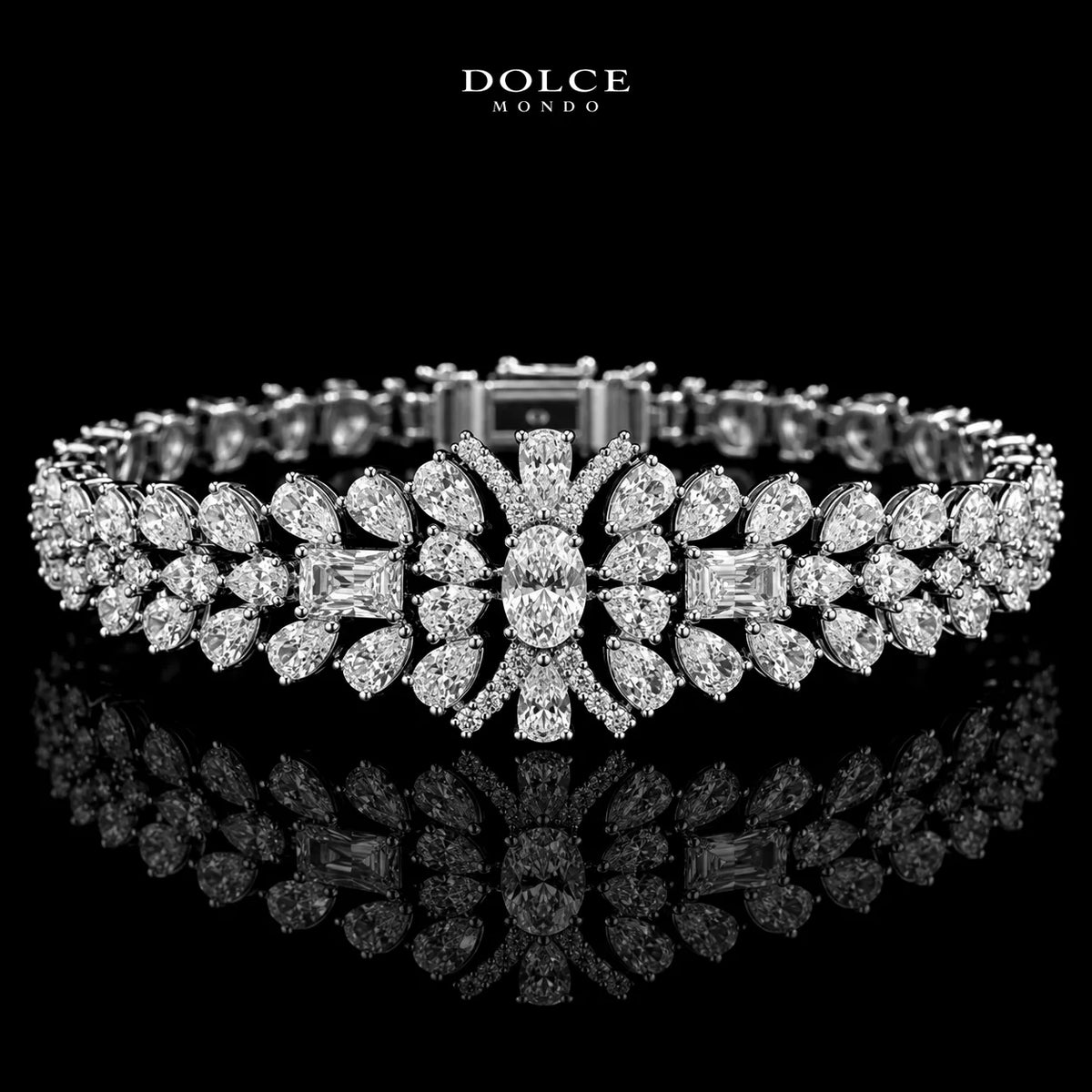 Amelia White Luxury Bridal Full Set in High Quality Class Zircon Stone Rhodium Plated