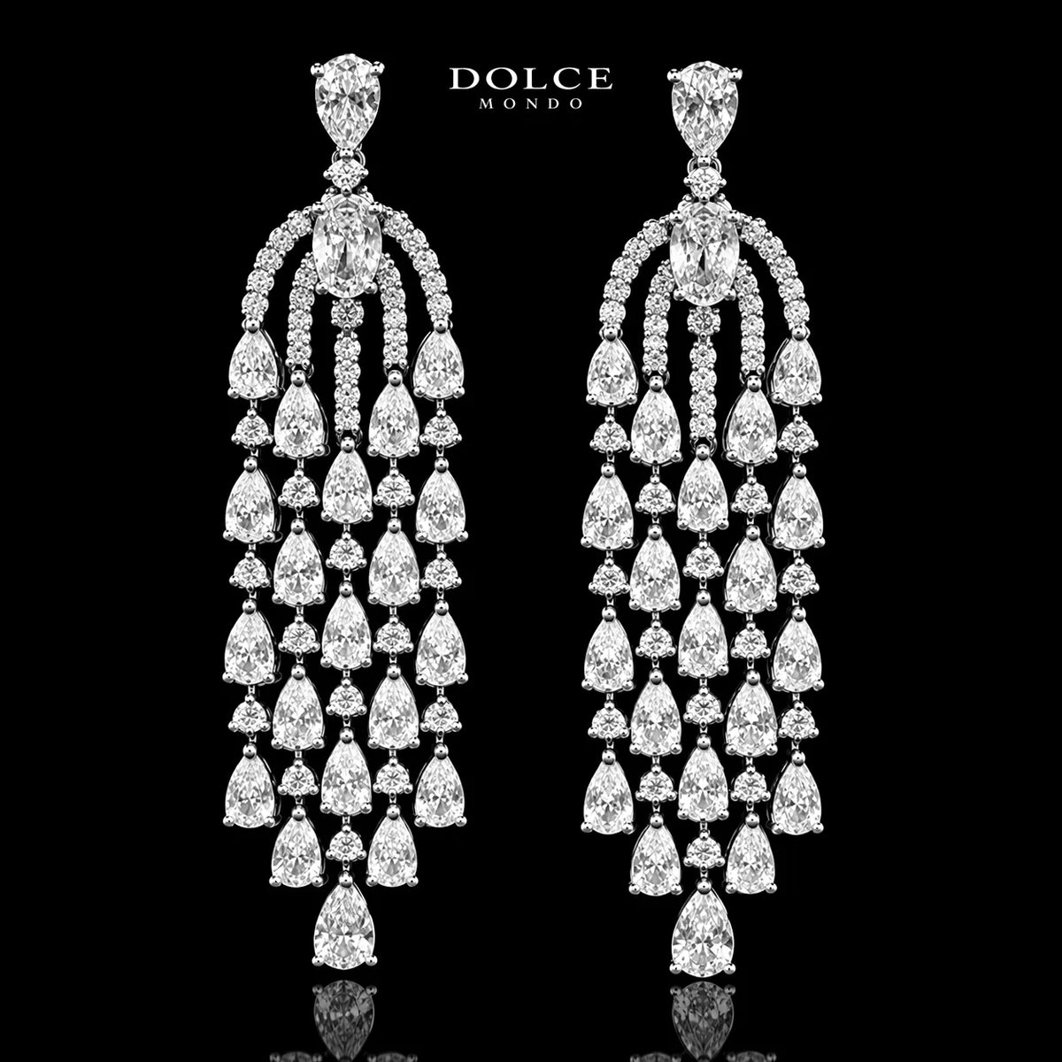 Amelia White Luxury Bridal Full Set in High Quality Class Zircon Stone Rhodium Plated