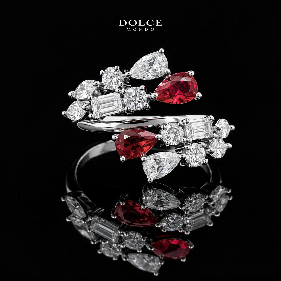 Adelina Majesty Red Luxury Bridal Full Set in High Quality Class Zircon Stone Rhodium Plated
